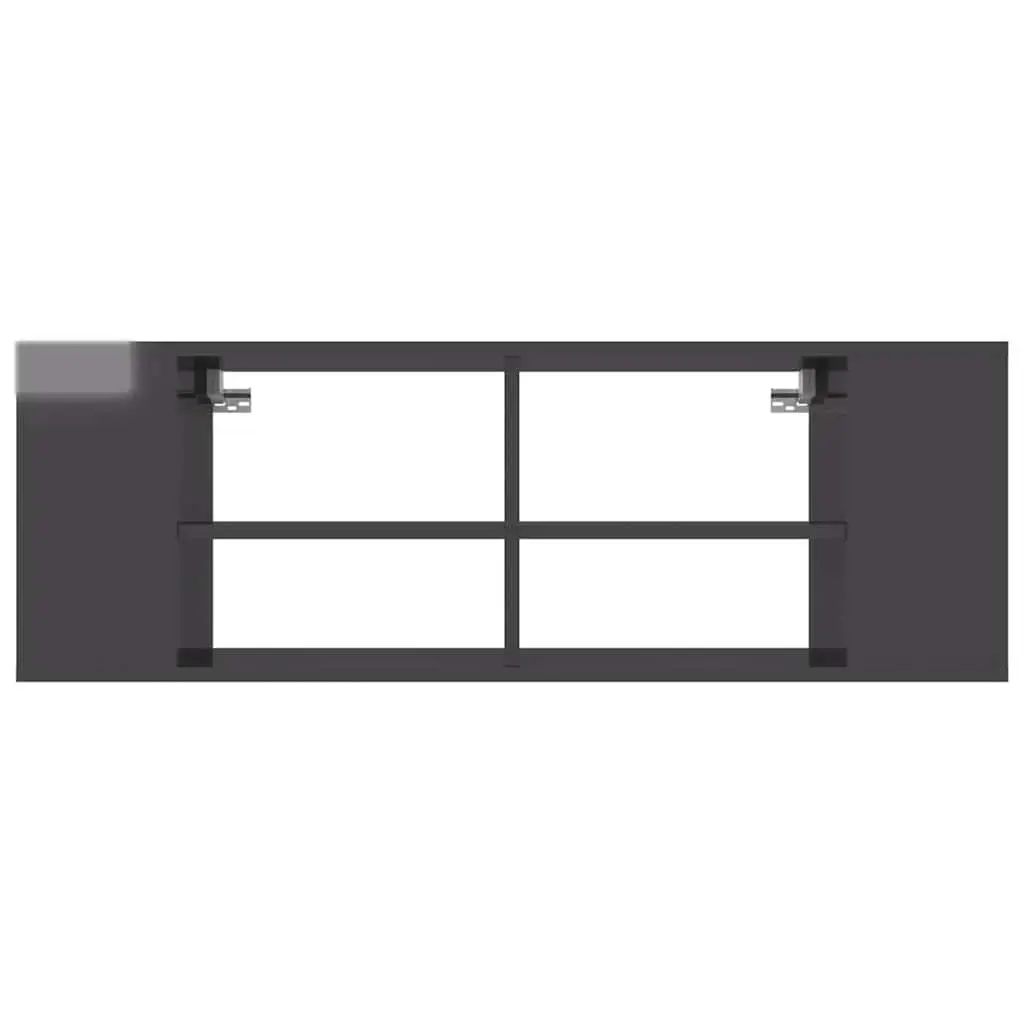 Wall-Mounted TV Cabinet Grey High Gloss Adjustable Shelving 102 x 35 x 35 cm