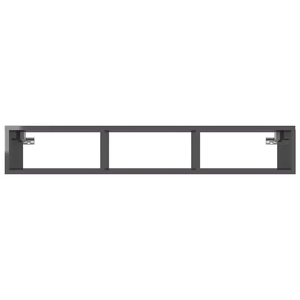 Wall Shelf Grey High Gloss Floating Cabinet 3 Compartments 102 x 30 x 17 cm