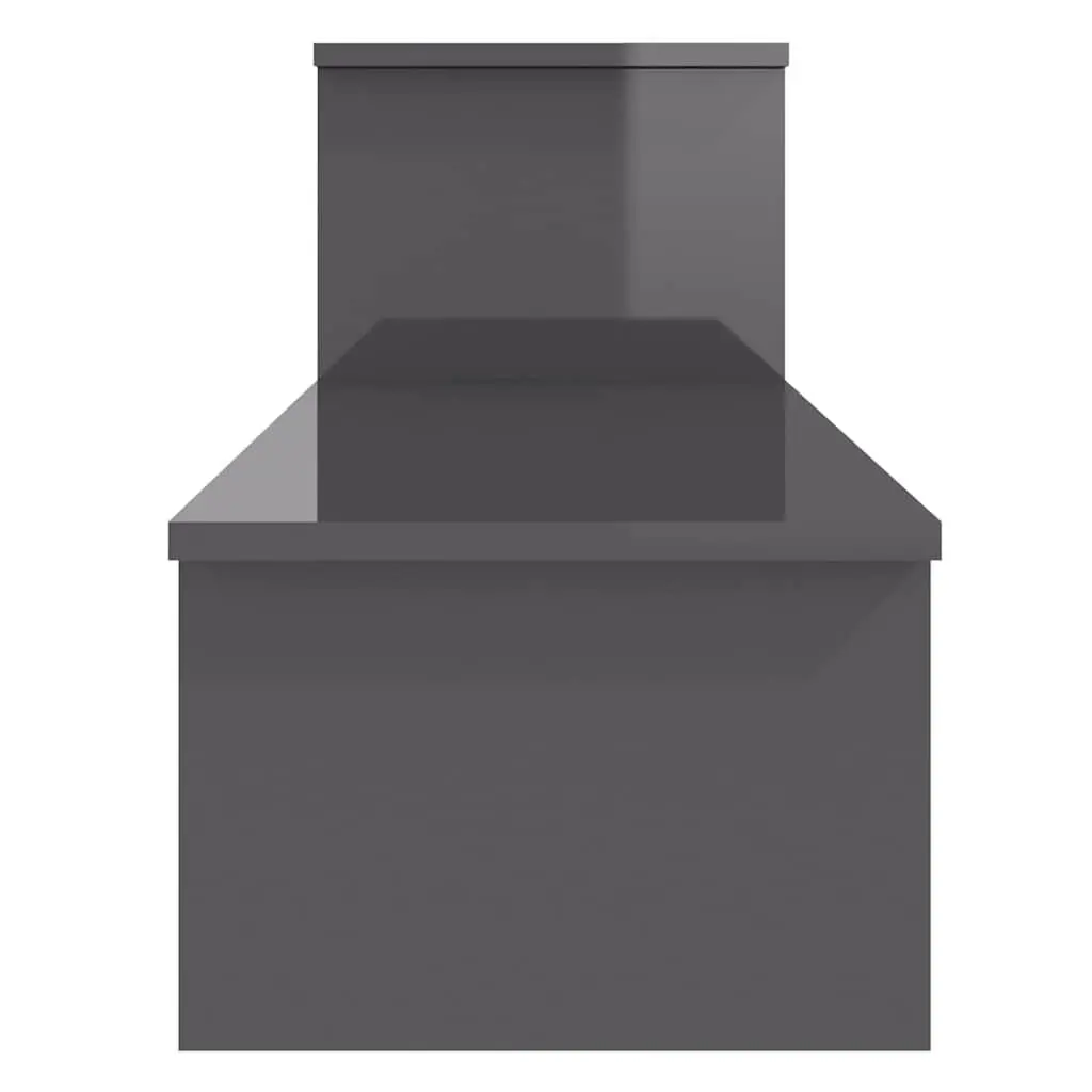 TV Cabinet Grey Industrial Style Engineered Wood Shelving Unit Storage Furniture