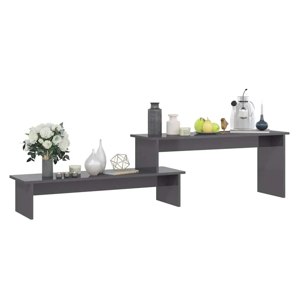 TV Cabinet Grey Industrial Style Engineered Wood Shelving Unit Storage Furniture