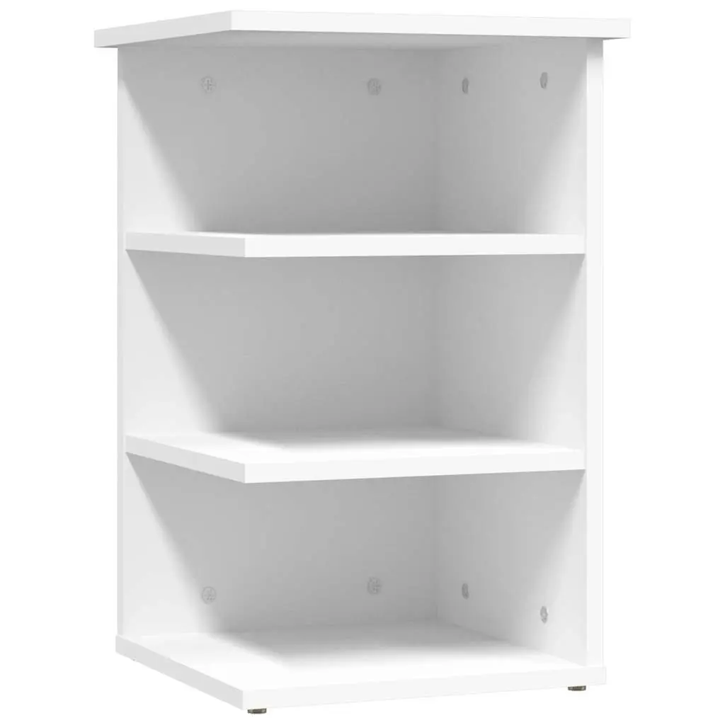 Side Cabinet White 3-Shelf Storage Buffet Engineered Wood Furniture