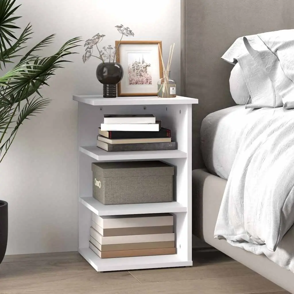 Side Cabinet White 3-Shelf Storage Buffet Engineered Wood Furniture