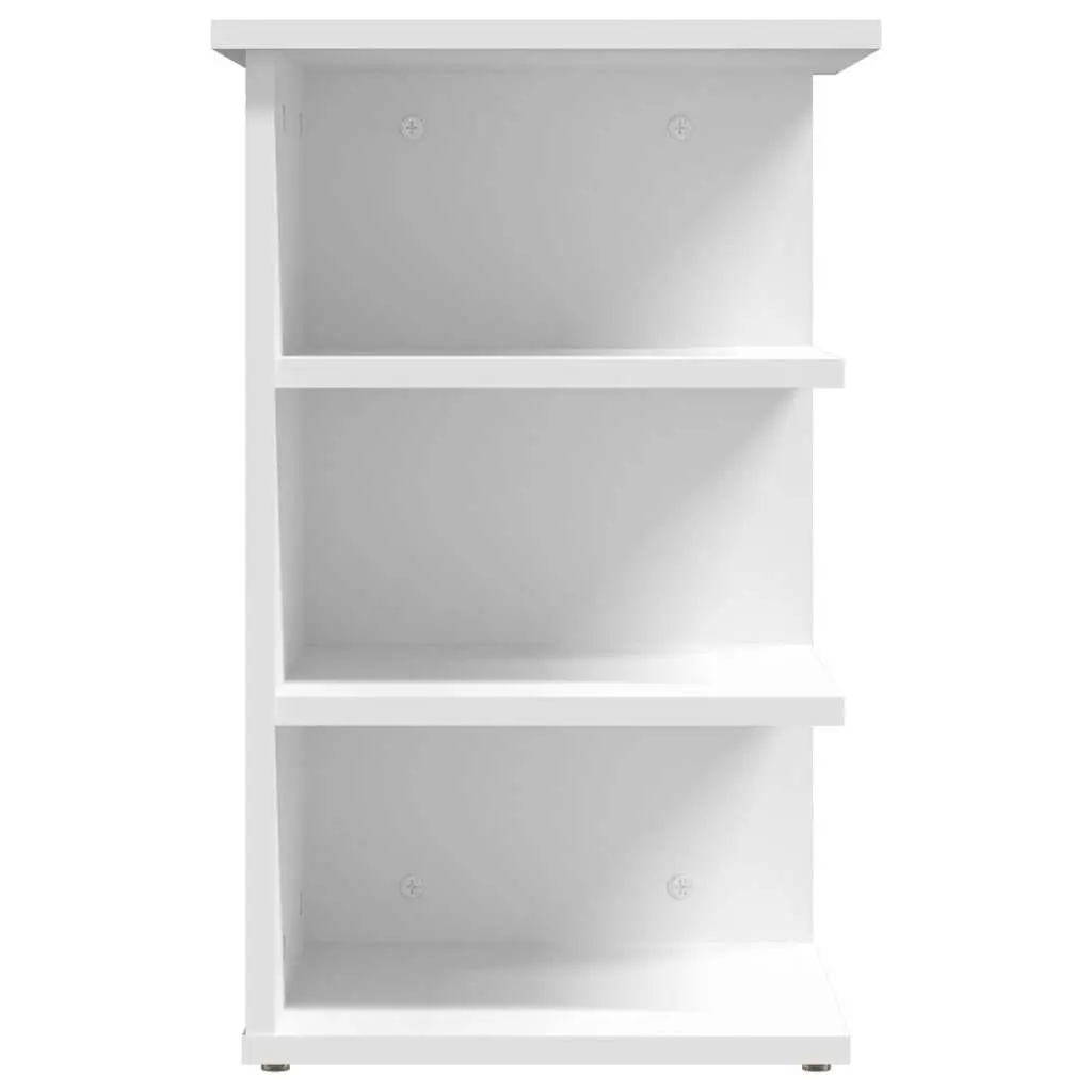 Side Cabinet White 3-Shelf Storage Buffet Engineered Wood Furniture