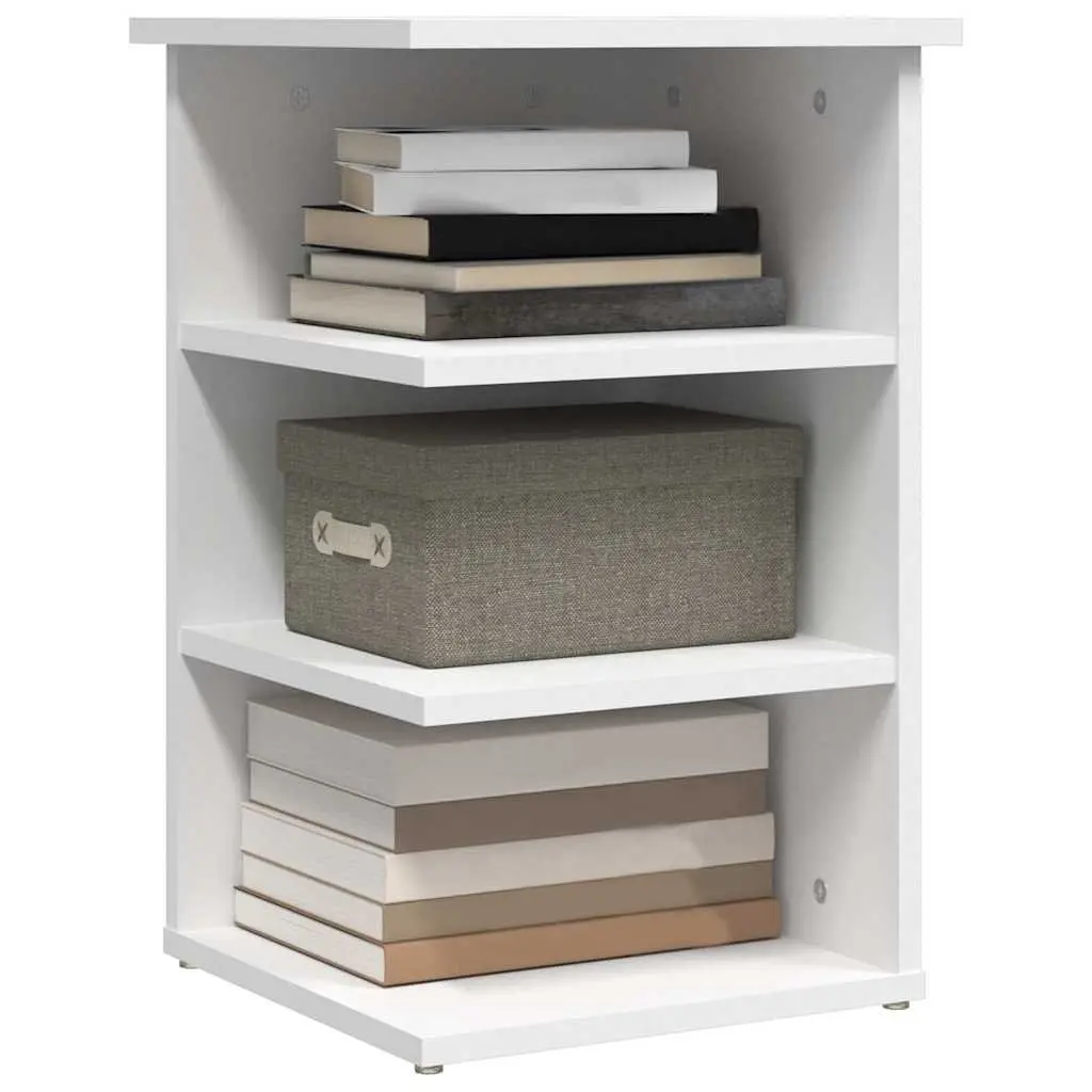 Side Cabinet White 3-Shelf Storage Buffet Engineered Wood Furniture