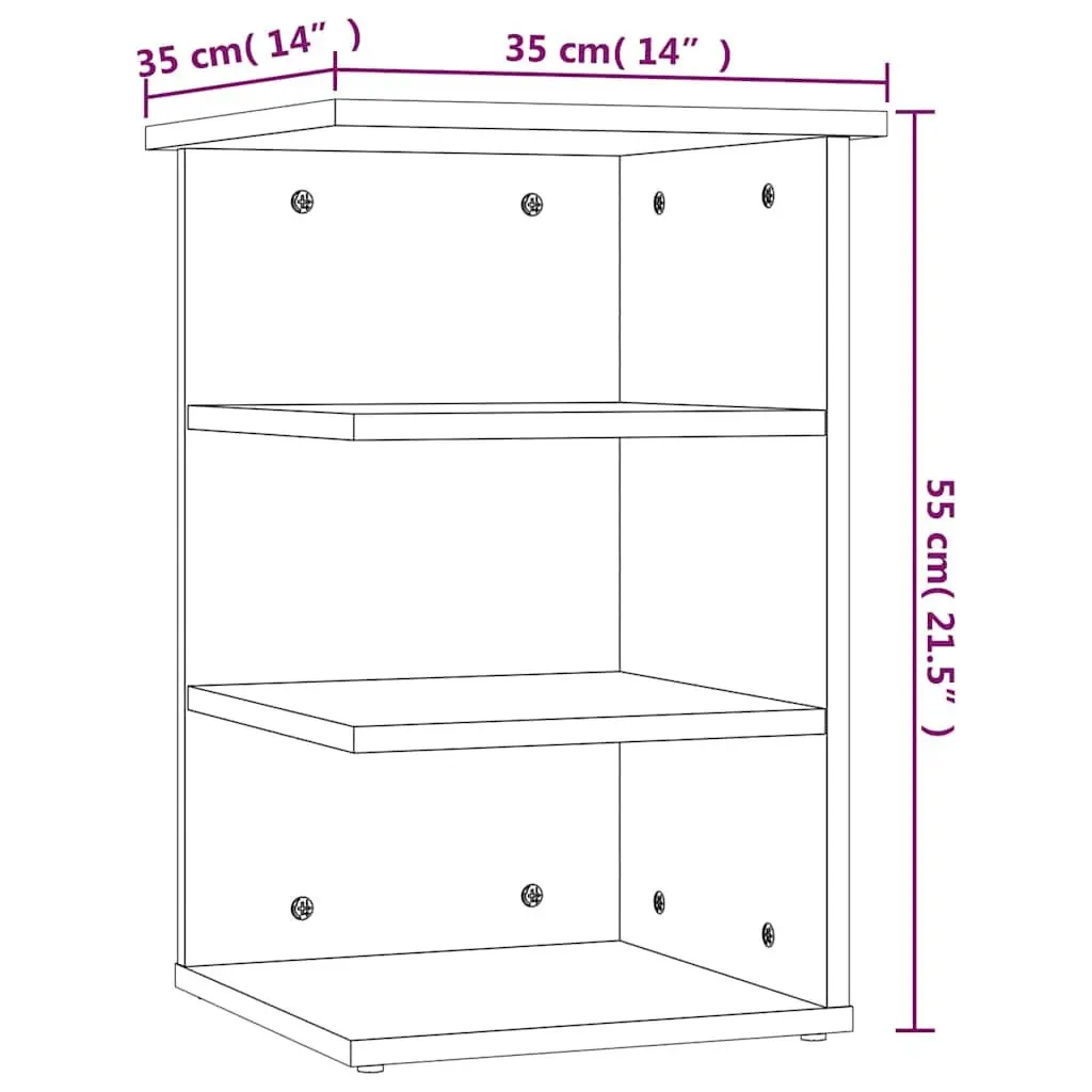 Side Cabinet White 3-Shelf Storage Buffet Engineered Wood Furniture