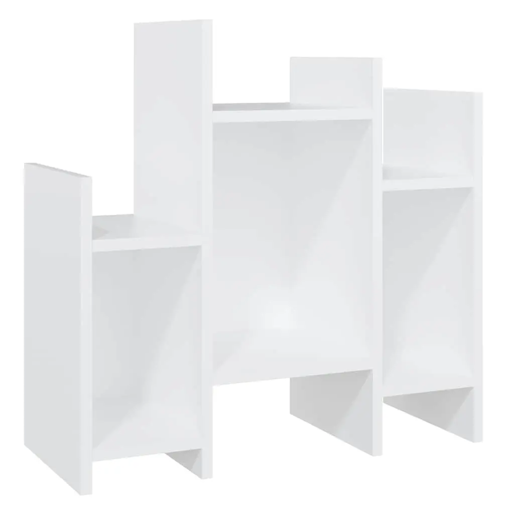 Side Cabinet White Engineered Wood Storage Unit 6 Shelves