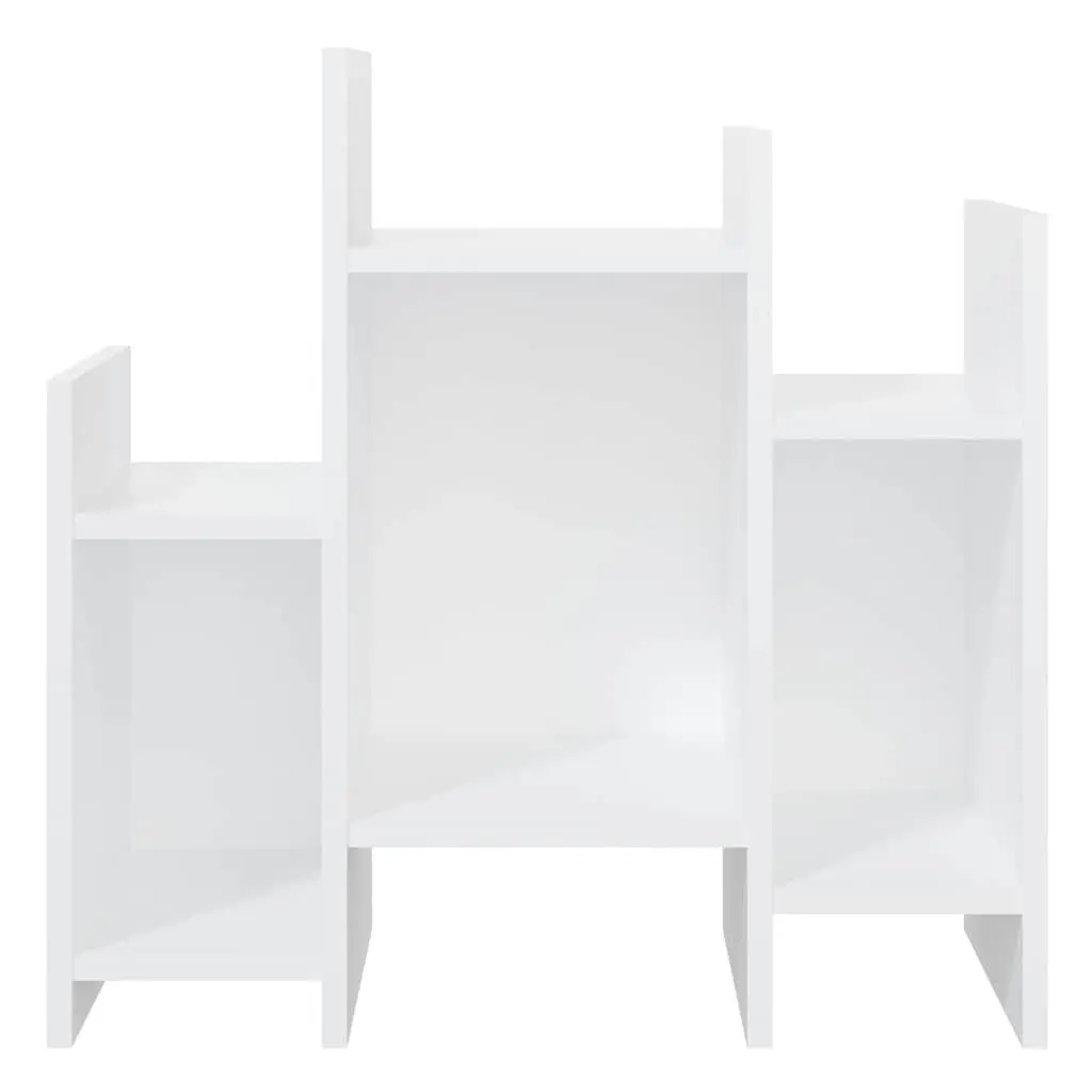 Side Cabinet White Engineered Wood Storage Unit 6 Shelves