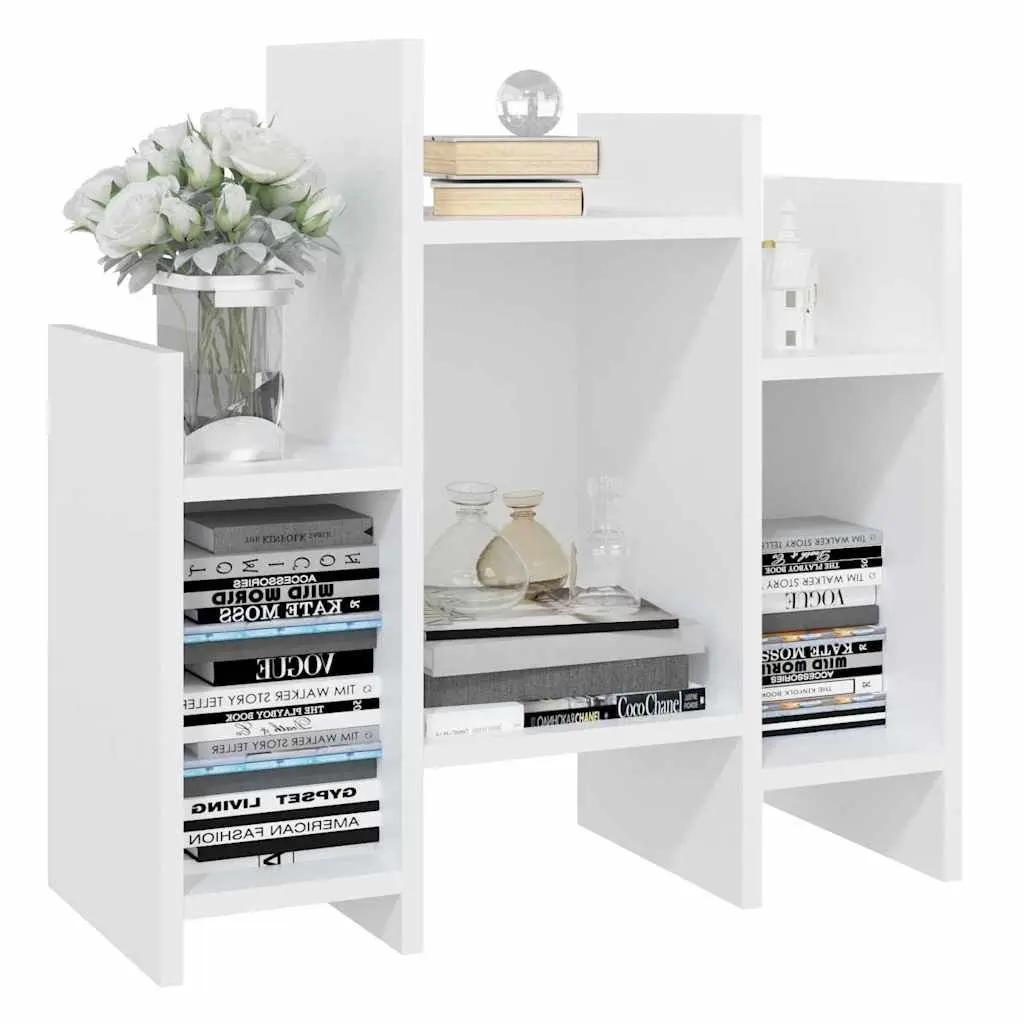 Side Cabinet White Engineered Wood Storage Unit 6 Shelves
