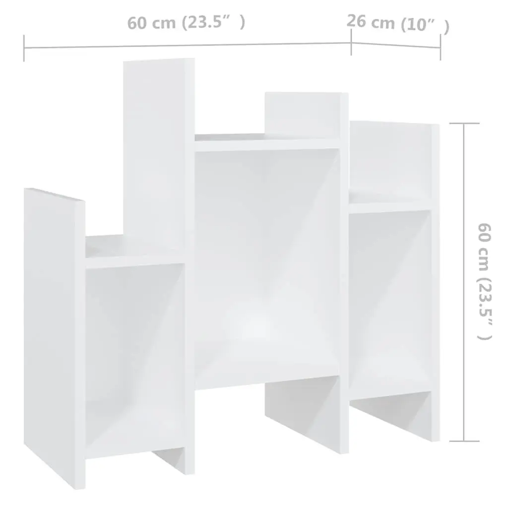 Side Cabinet White Engineered Wood Storage Unit 6 Shelves