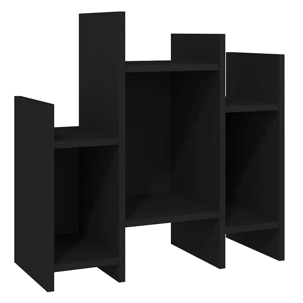 Side Cabinet Black Engineered Wood 6 Shelves