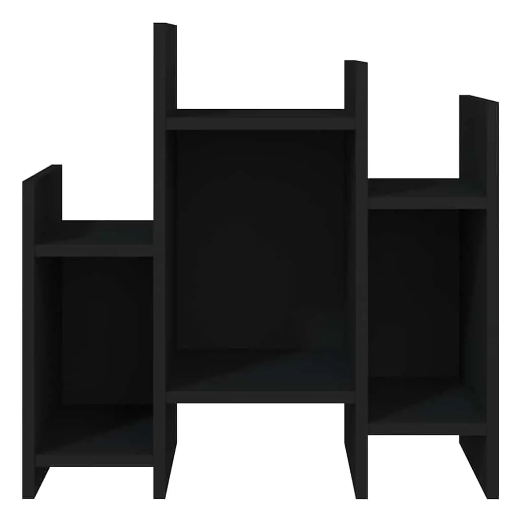 Side Cabinet Black Engineered Wood 6 Shelves