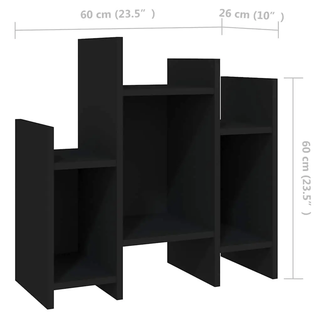 Side Cabinet Black Engineered Wood 6 Shelves