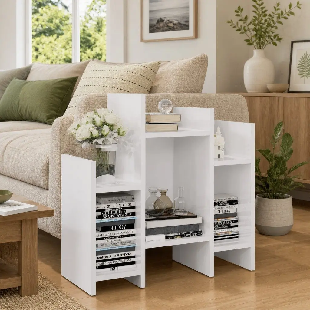 Side Cabinet High Gloss White 60x26x60 cm Shelving Unit