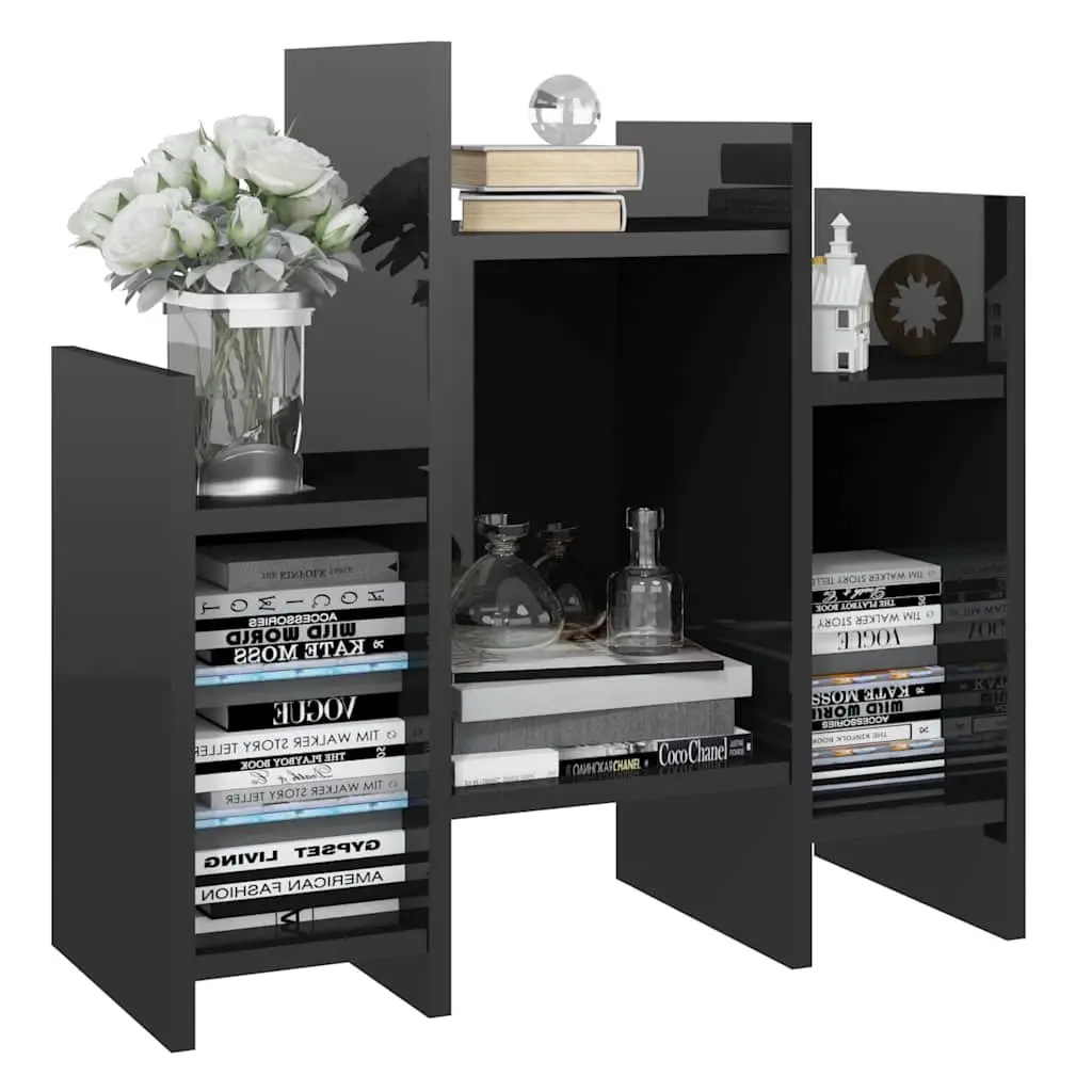 Side Cabinet High Gloss Black 60 x 26 x 60 cm Storage Shelving Unit