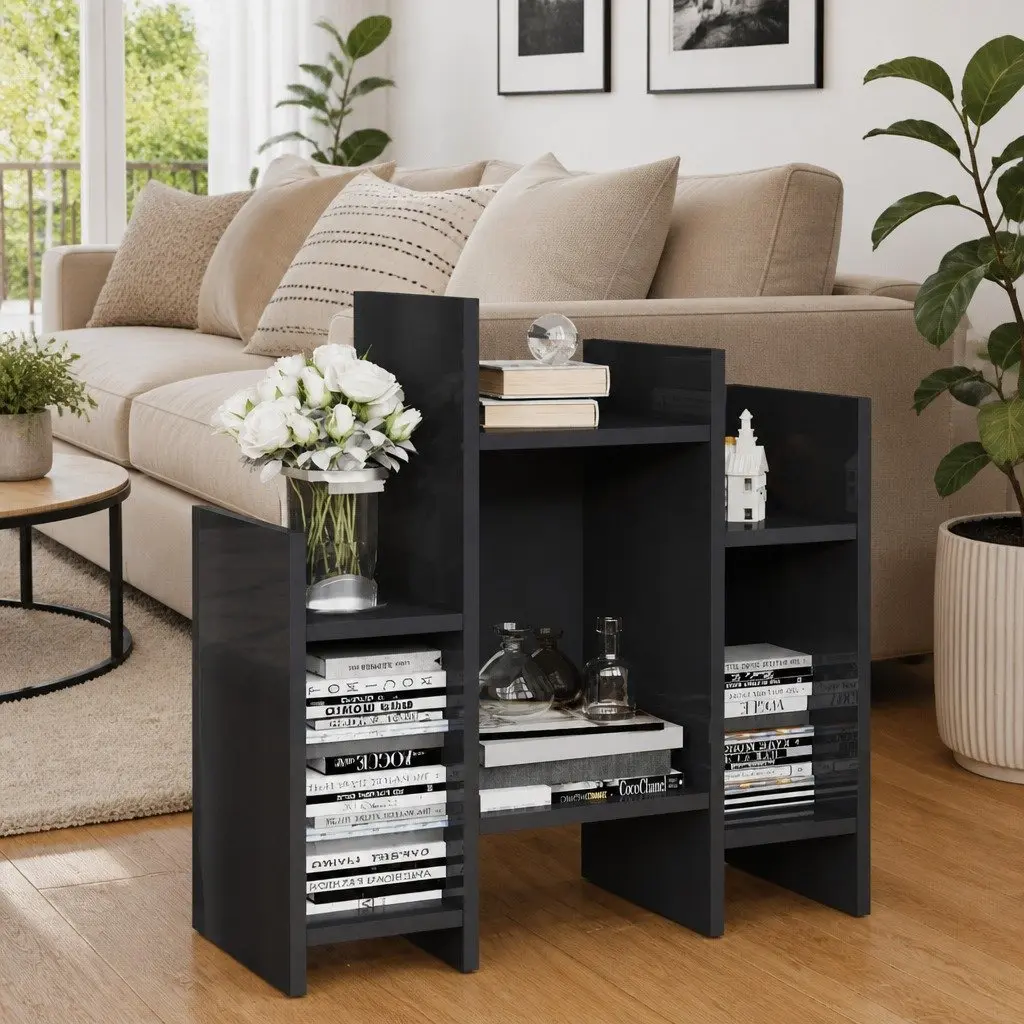 Living Room Storage Unit Grey Cabinet with 6 Shelves Sideboard Furniture 60x26x60cm