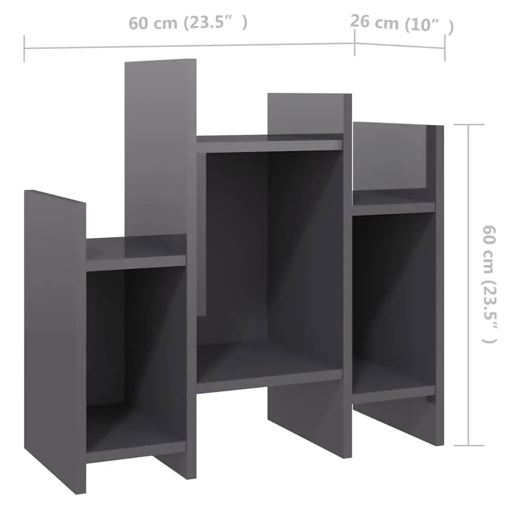 Living Room Storage Unit Grey Cabinet with 6 Shelves Sideboard Furniture 60x26x60cm