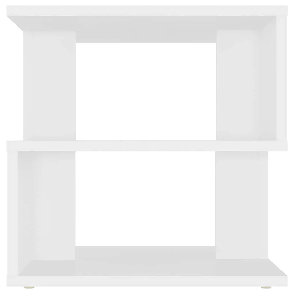 White Side Table with 2 Shelves for Storage