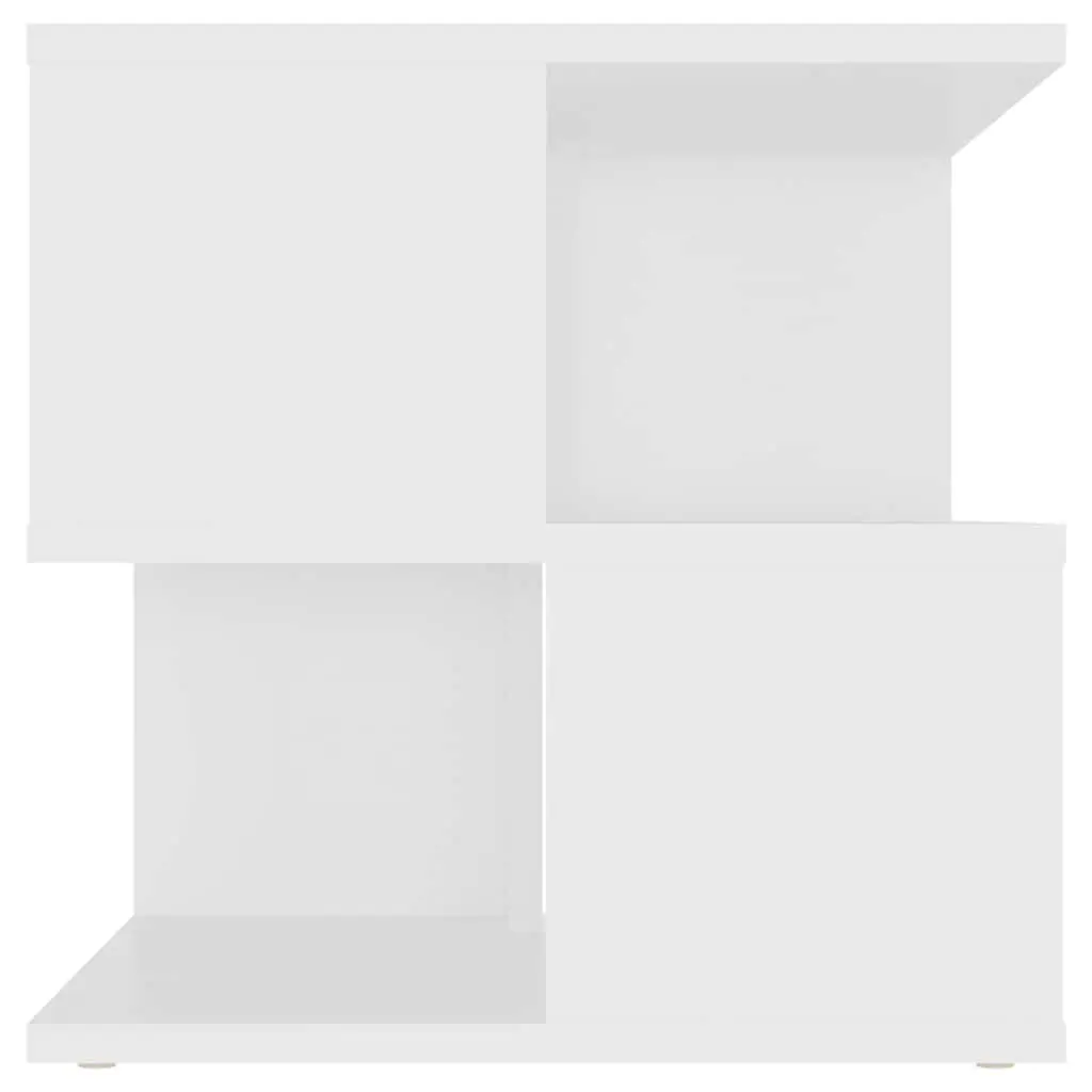 White Side Table with 2 Shelves for Storage