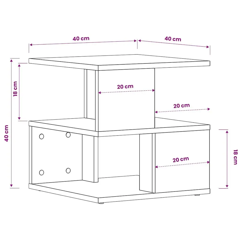 White Side Table with 2 Shelves for Storage