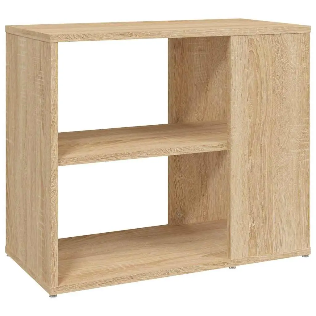 Side Cabinet Brown Engineered Wood 2 Shelf Storage Organizer