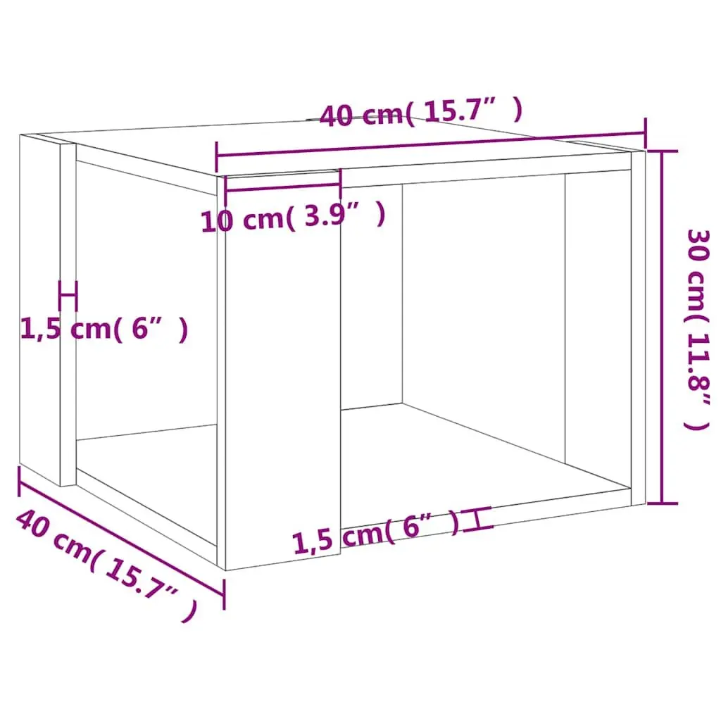 Coffee Table Modern with Storage Shelf 40W x 40D x 30H cm Engineered Wood