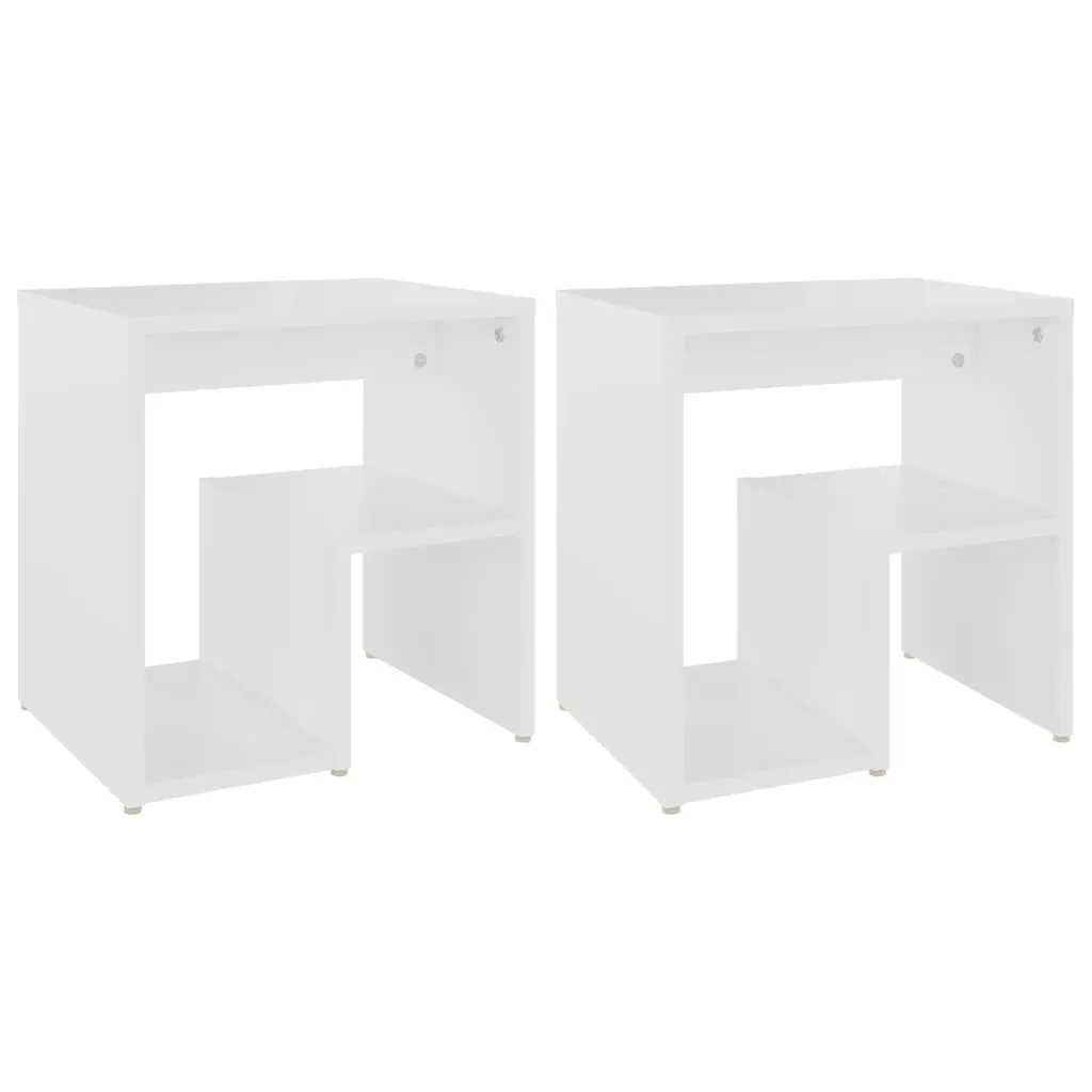 Bedside Table Nightstand Cabinet White 40x30x40 cm Engineered Wood 2 Pack
