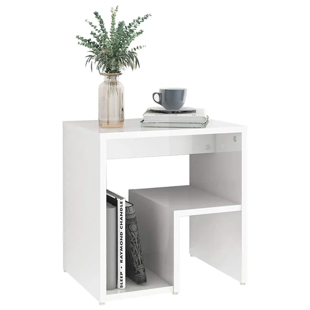 Bedside Tables High Gloss White 2 pcs Storage Shelf Nightstand Cabinet