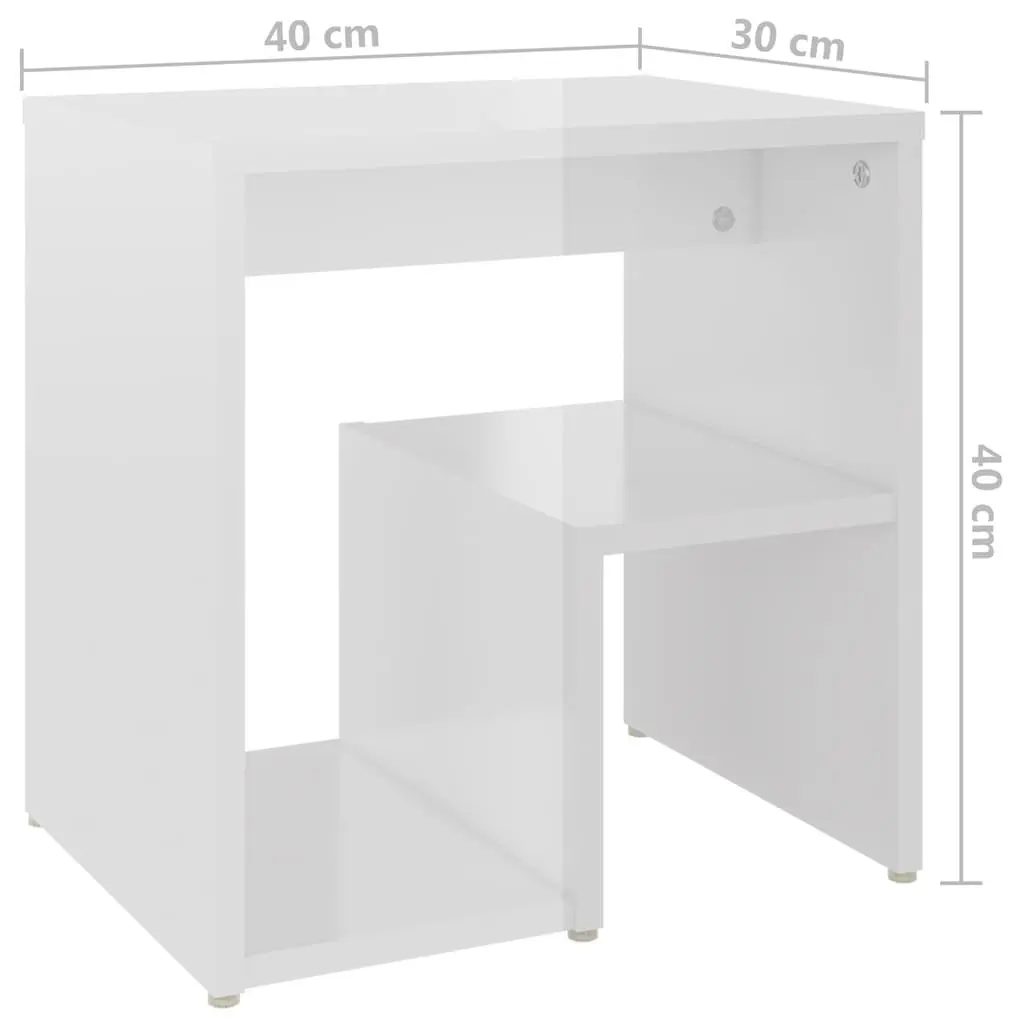 Bedside Tables High Gloss White 2 pcs Storage Shelf Nightstand Cabinet
