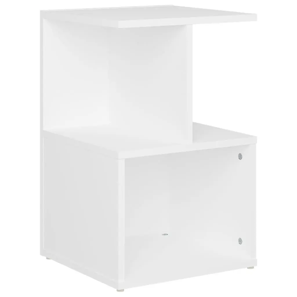 Bedside Cabinet White Open Compartments Nightstand Bedroom Storage Table