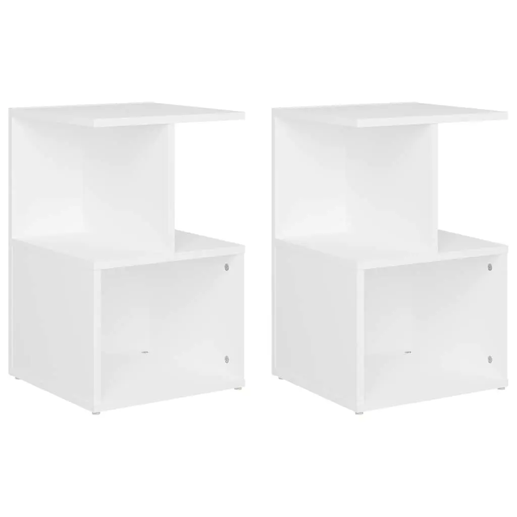 Bedside Cabinets Set 2 pcs White 35x35x55 cm Storage Nightstand Open Shelves
