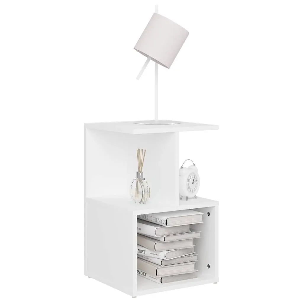 Bedside Cabinets Set 2 pcs White 35x35x55 cm Storage Nightstand Open Shelves