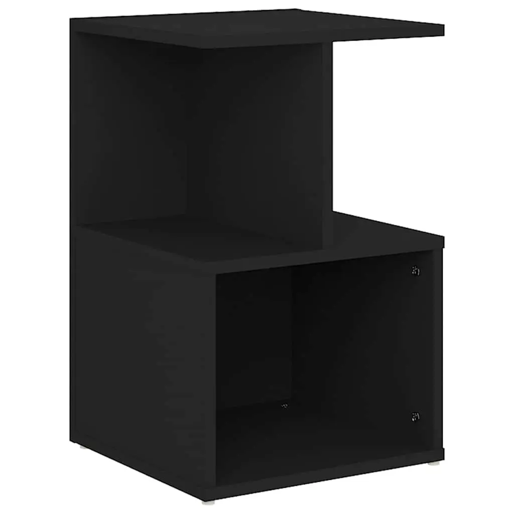 Bedside Cabinet Black Open Compartments 35W x 35D x 55H cm