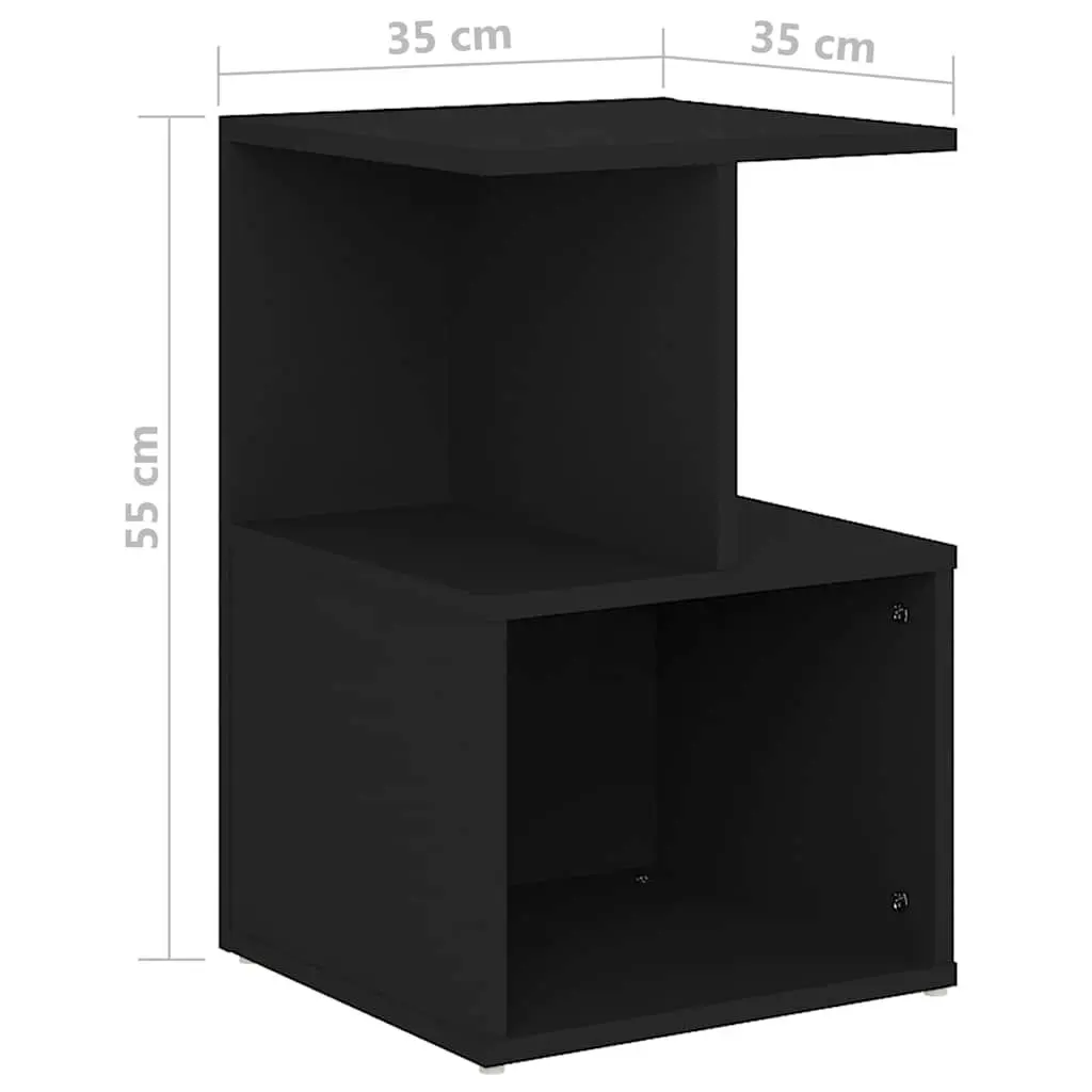 Bedside Cabinets Open Compartment Black 35x35x55 cm 2 Piece Engineered Wood Nightstand Storage