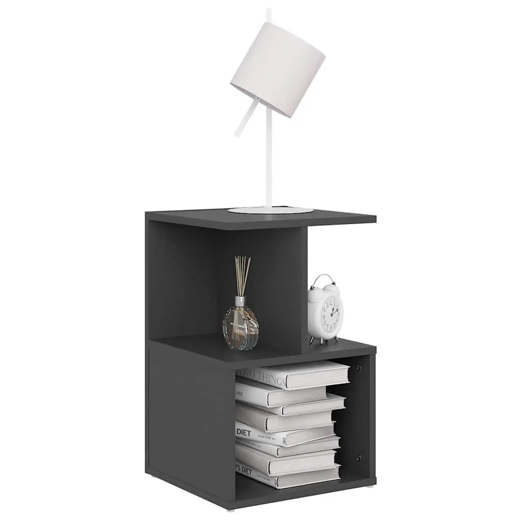 Bedside Cabinet Set Grey Open Compartments 35 x 35 x 55 cm