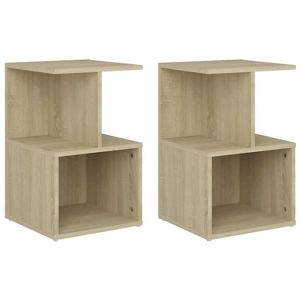 2-Piece Brown Bedside Cabinet Set