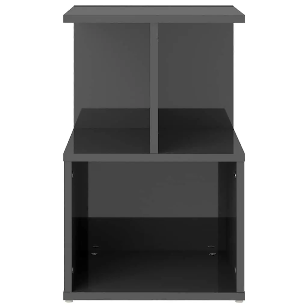 Bedside Cabinets 2 pcs High Gloss Grey Nightstand Open Storage Compartments
