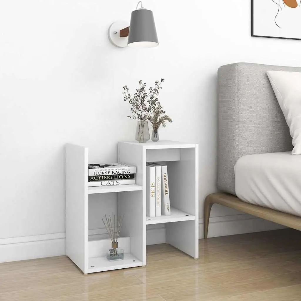Bedside Cabinet Set 2 pcs White Open Compartment Storage Nightstand Table