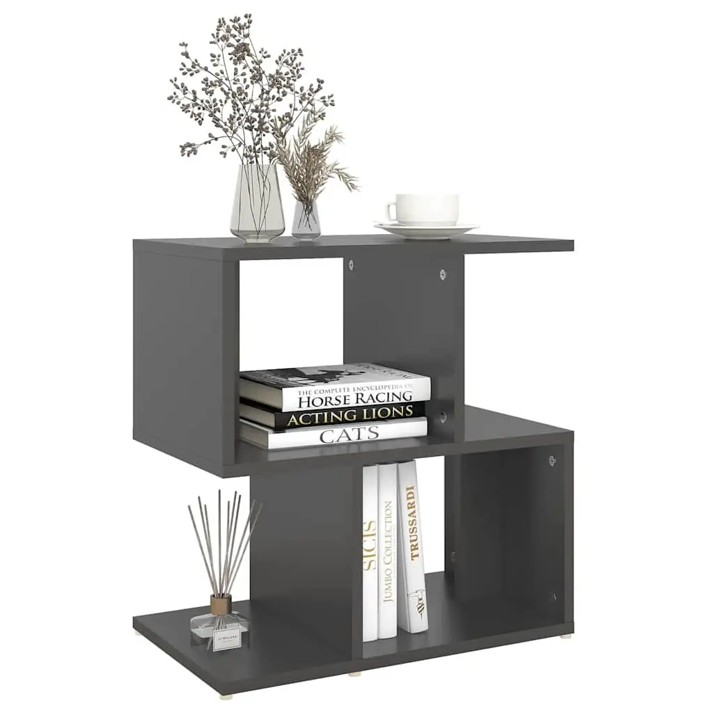 Bedside Cabinet Set 2 pcs Grey Open Compartments Storage Nightstand Furniture