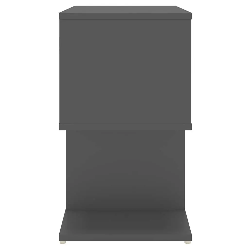 Bedside Cabinet Set 2 pcs Grey Open Compartments Storage Nightstand Furniture