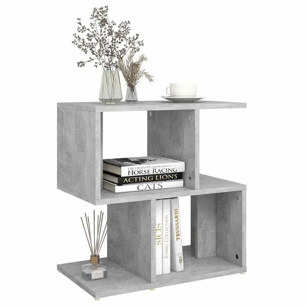 Bedside Cabinet Grey Open Compartments Storage Nightstand Table Organizer 50 x 30 x 51.5 cm