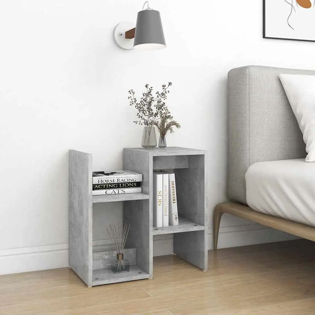 Bedside Cabinet Grey Open Compartments Storage Nightstand Table Organizer 50 x 30 x 51.5 cm