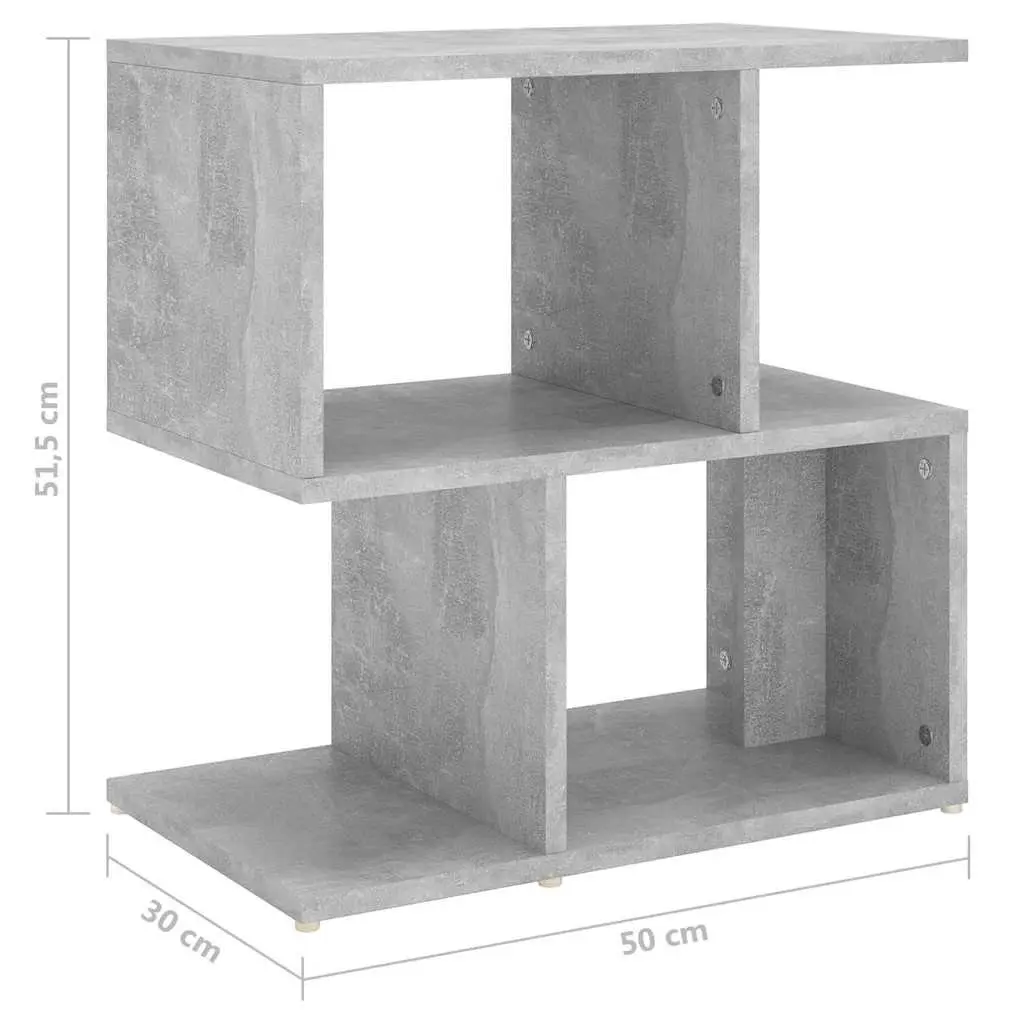 Bedside Cabinet Grey Open Compartments Storage Nightstand Table Organizer 50 x 30 x 51.5 cm