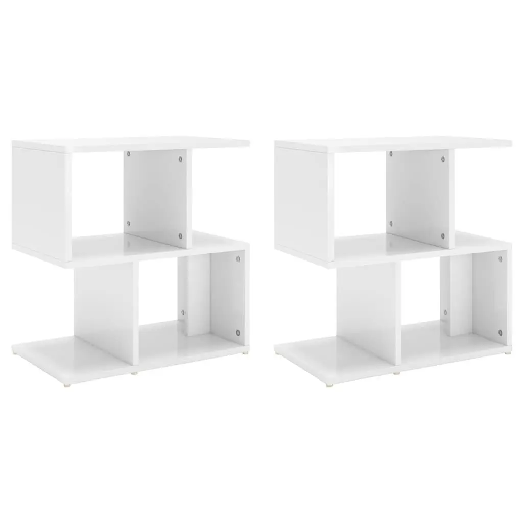 Bedside Cabinet Set High Gloss White Open Compartments 50 x 30 x 51.5 cm