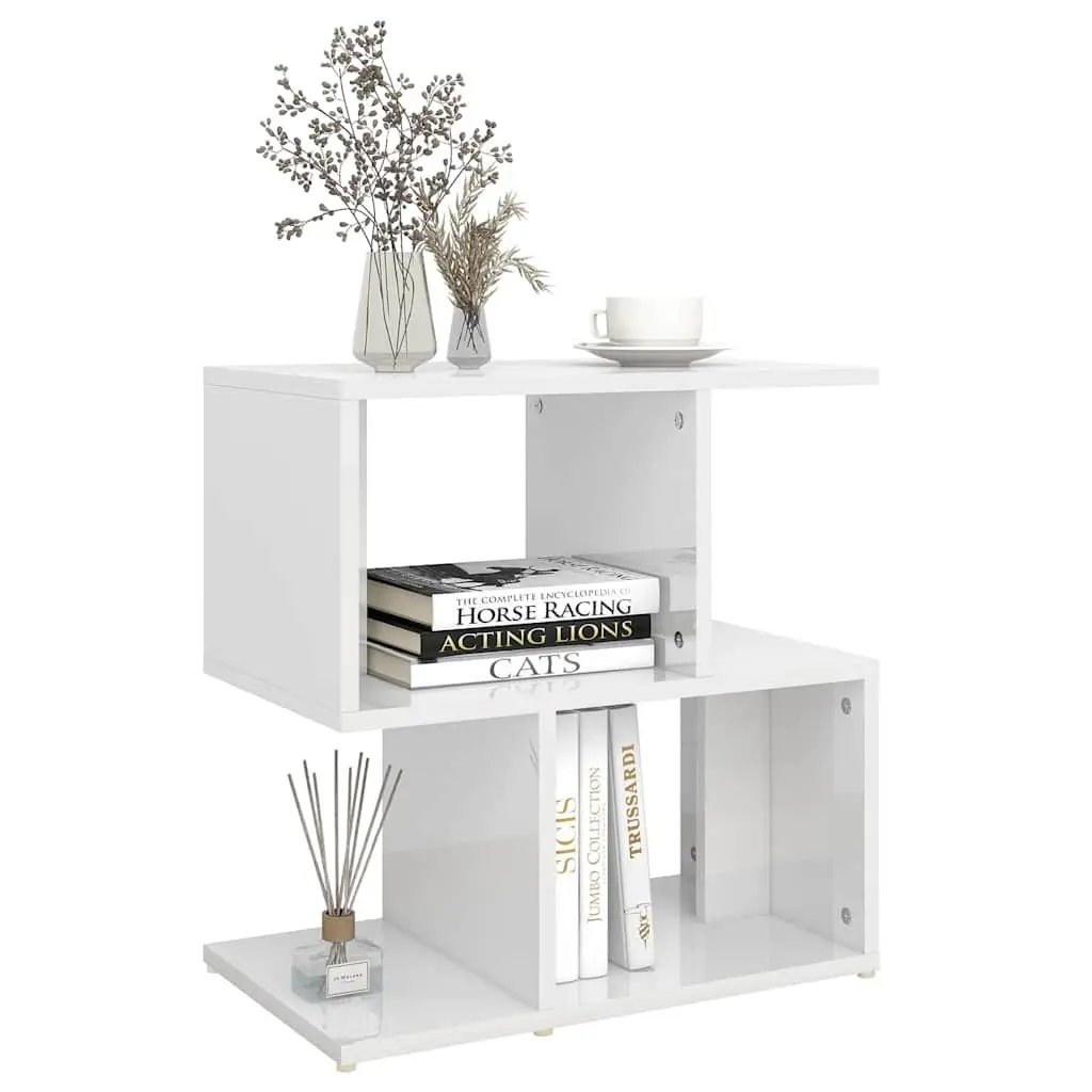 Bedside Cabinet Set High Gloss White Open Compartments 50 x 30 x 51.5 cm