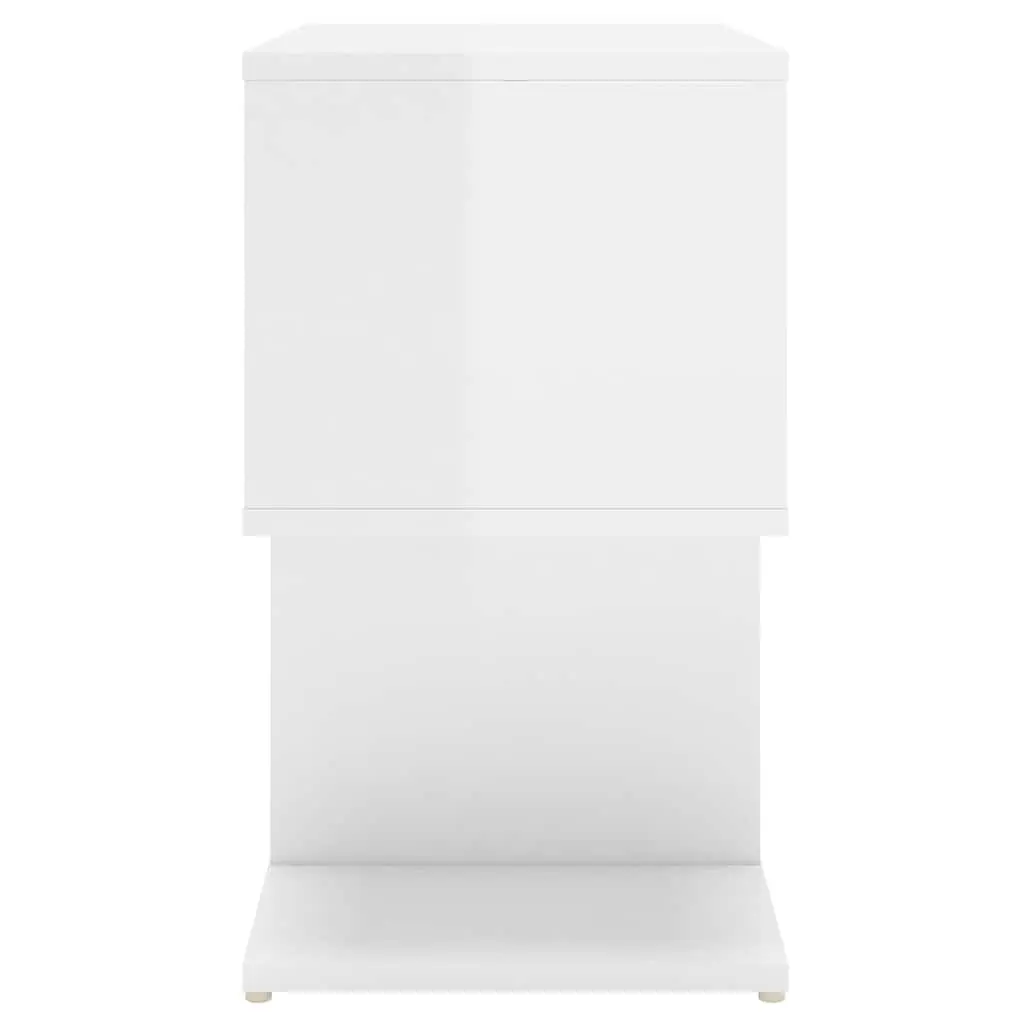 Bedside Cabinet Set High Gloss White Open Compartments 50 x 30 x 51.5 cm