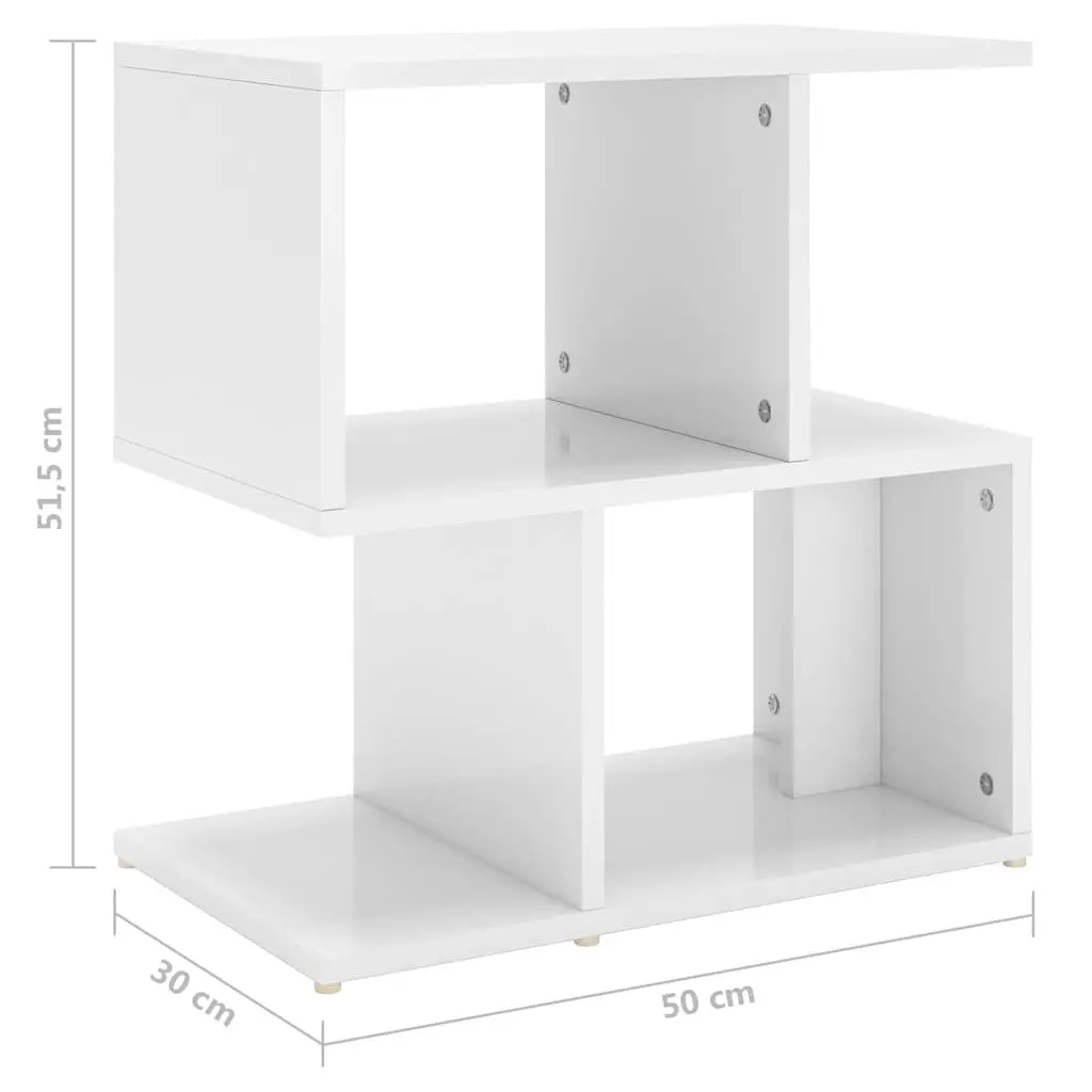 Bedside Cabinet Set High Gloss White Open Compartments 50 x 30 x 51.5 cm