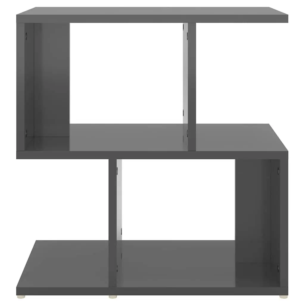 Bedside Cabinet Set 2 pcs Grey High Gloss Storage Nightstand Open Compartments