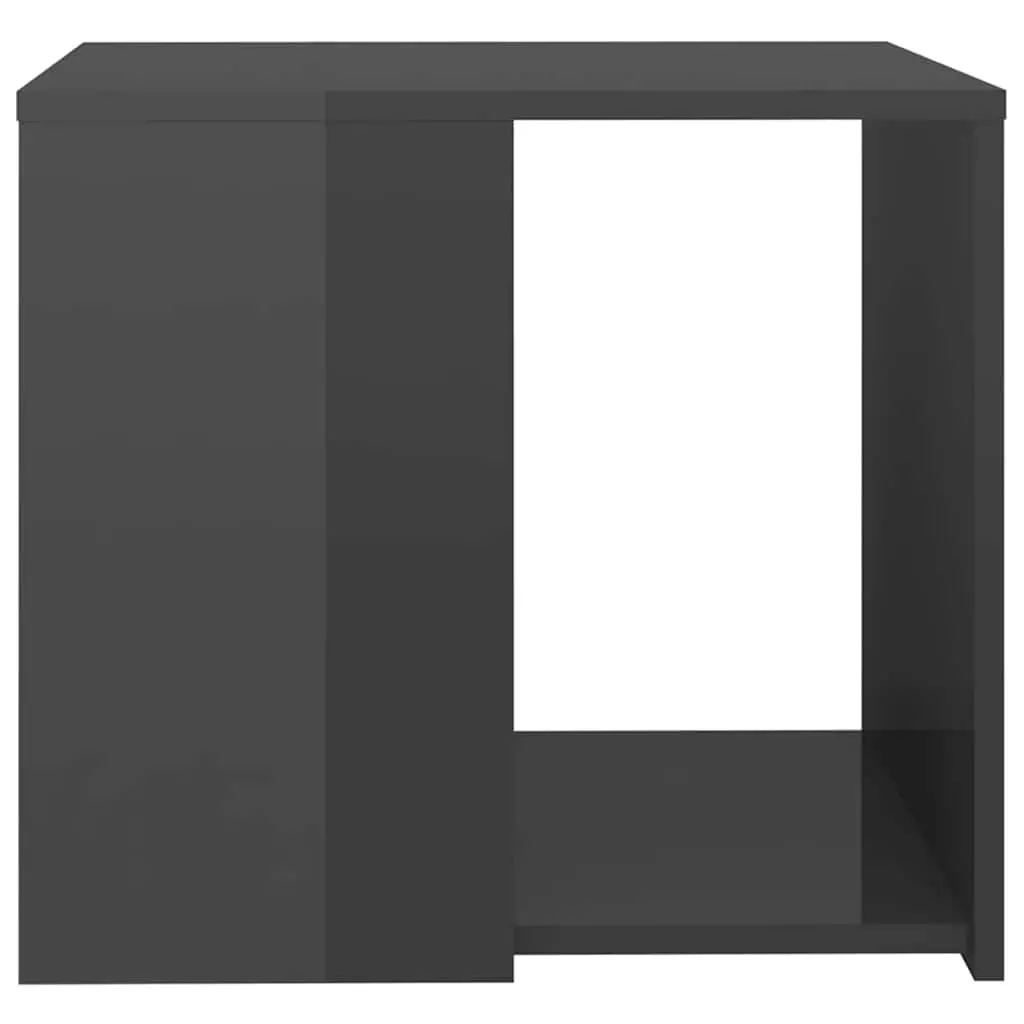 Side Table Grey High Gloss 50x50x45 cm 3 Shelf Storage End Table Cabinet