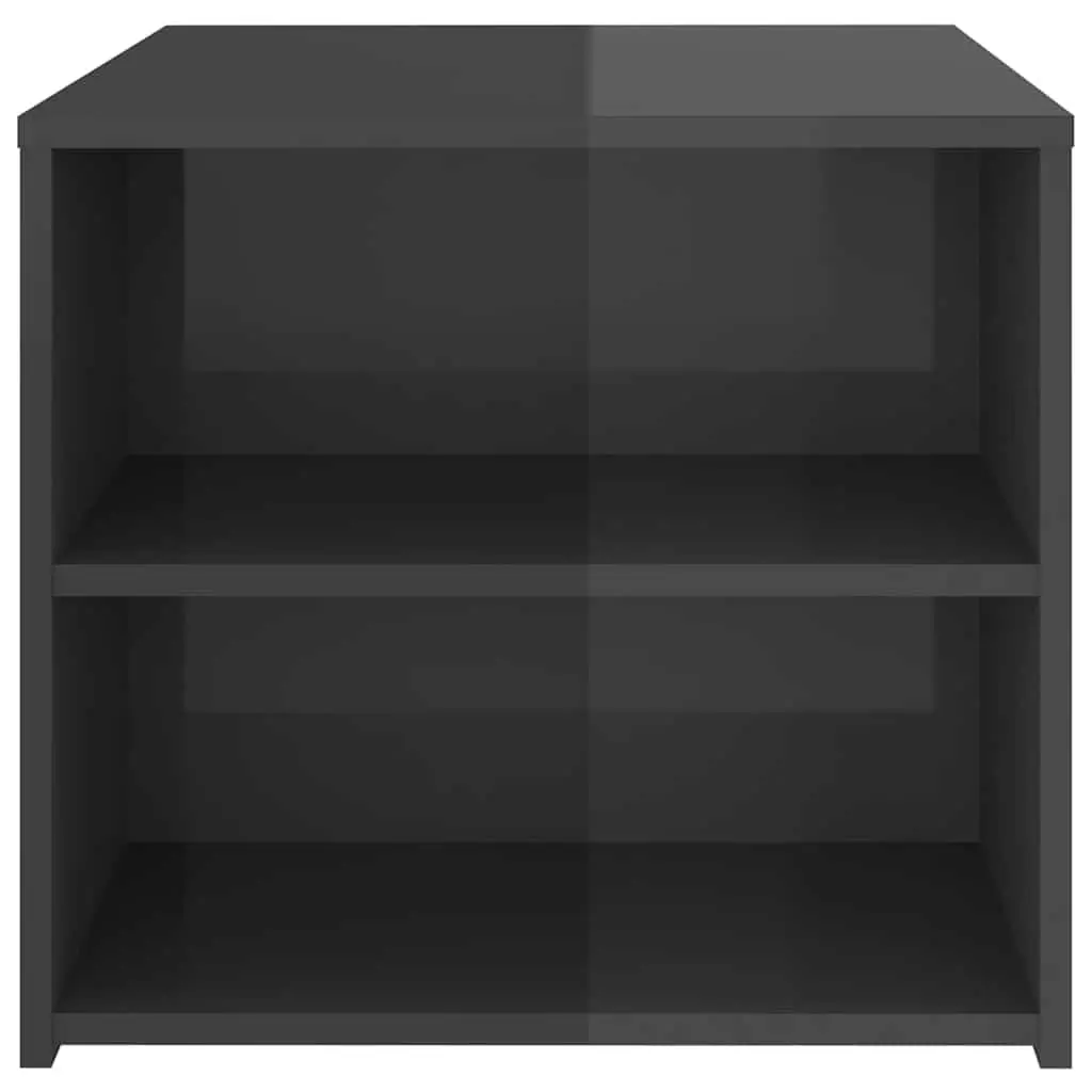 Side Table Grey High Gloss 50x50x45 cm 3 Shelf Storage End Table Cabinet