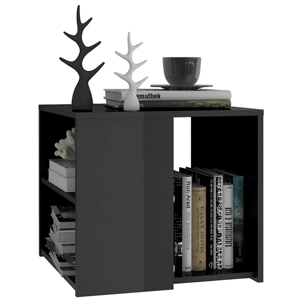 Side Table Grey High Gloss 50x50x45 cm 3 Shelf Storage End Table Cabinet